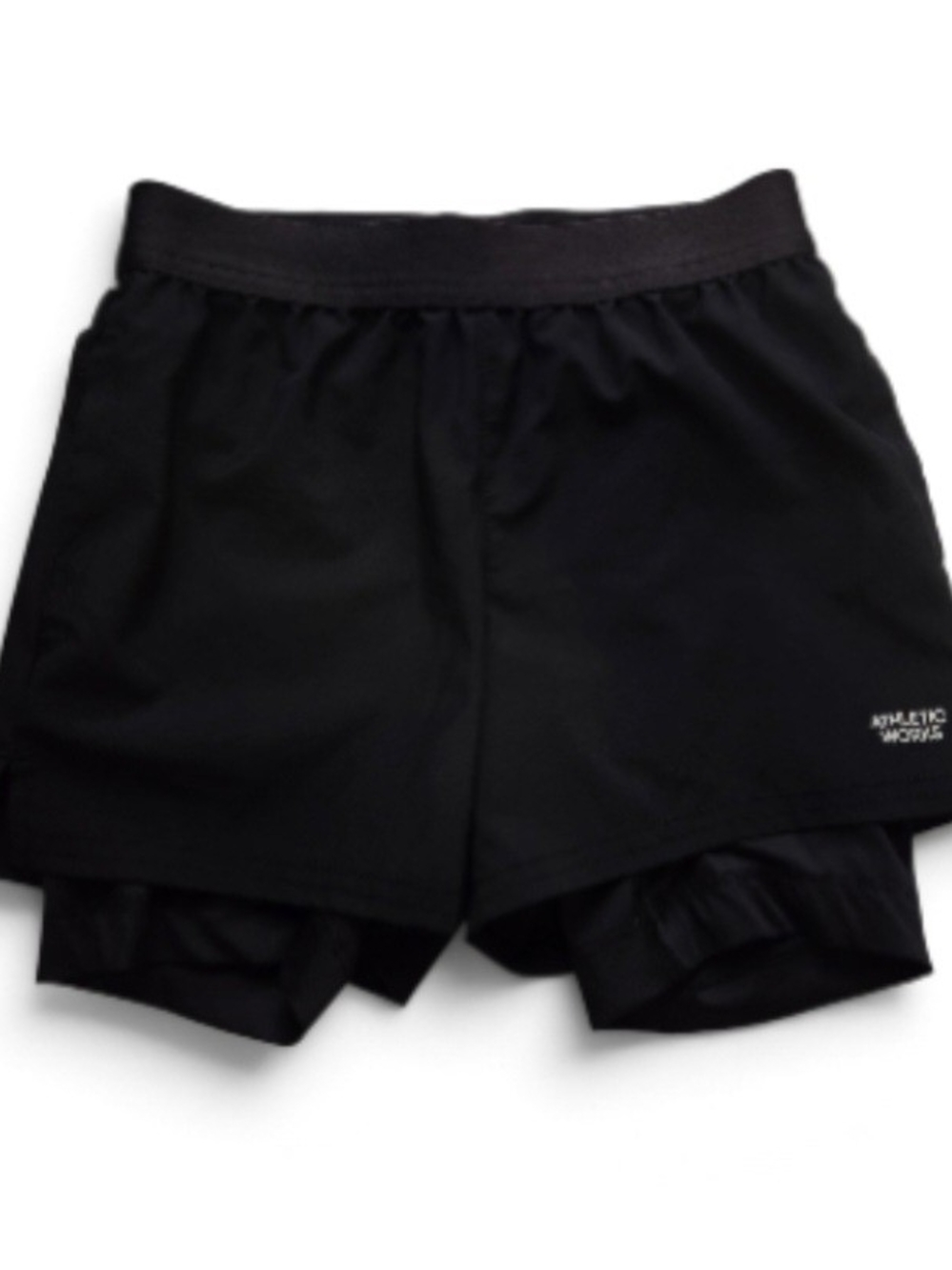 Athletic Works Black Boy's Dual-Layer Training Shorts